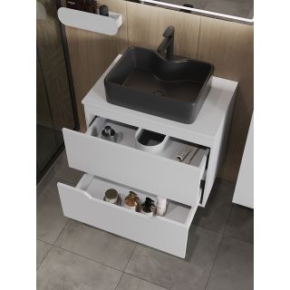Тумба с раковиной Orange Лайн Li-70TuwMDF+B01-475MB 70 см белый матовый/чёрный матовый
