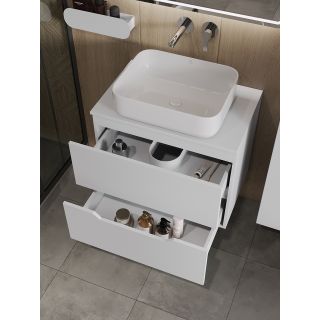 Тумба с раковиной Orange Лайн Li-70TuwMDF+B05-500W 70 см белый матовый