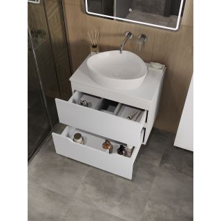 Тумба с раковиной Orange Лайн Li-70TuwMDF+B07-500W 70 см белый матовый