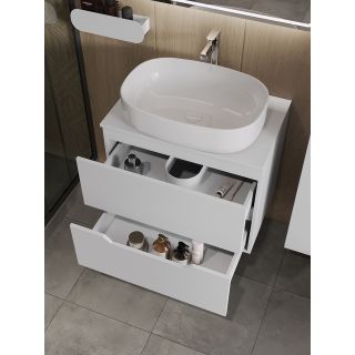 Тумба с раковиной Orange Лайн Li-70TuwMDF+B08-600W 70 см белый матовый