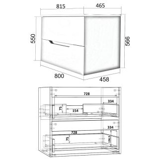 Тумба с раковиной Orange Лайн Li-80RFTuw+Ra с рифлёным фасадом 80 см белый матовый