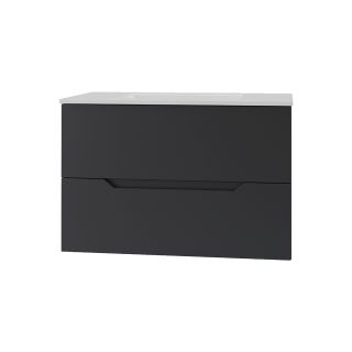 Тумба с раковиной Orange Лайн Li-80Tub+Ra 80 см чёрный матовый