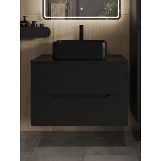 Тумба с раковиной Orange Лайн Li-80TubMDF+B02-460MB 80 см чёрный матовый