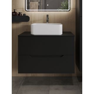 Тумба с раковиной Orange Лайн Li-80TubMDF+B02-460W 80 см чёрный матовый