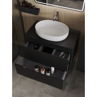 Тумба с раковиной Orange Лайн Li-80TubMDF+B05-520W 80 см чёрный матовый