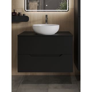 Тумба с раковиной Orange Лайн Li-80TubMDF+B07-420W 80 см чёрный матовый