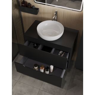 Тумба с раковиной Orange Лайн Li-80TubMDF+B07-420W 80 см чёрный матовый