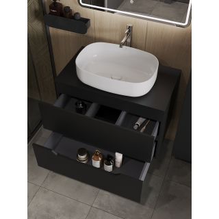 Тумба с раковиной Orange Лайн Li-80TubMDF+B07-540W 80 см чёрный матовый