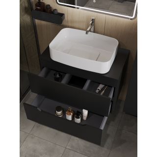 Тумба с раковиной Orange Лайн Li-80TubMDF+B07-600W 80 см чёрный матовый