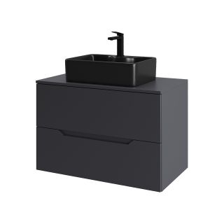 Тумба с раковиной Orange Лайн Li-80TugMDF+B01-475MB 80 см графит матовый/чёрный матовый