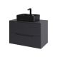 Тумба с раковиной Orange Лайн Li-80TugMDF+B01-475MB 80 см графит матовый/чёрный матовый