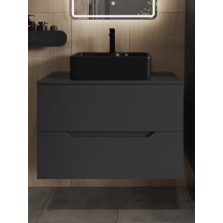 Тумба с раковиной Orange Лайн Li-80TugMDF+B01-475MB 80 см графит матовый/чёрный матовый