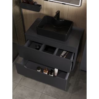 Тумба с раковиной Orange Лайн Li-80TugMDF+B01-475MB 80 см графит матовый/чёрный матовый