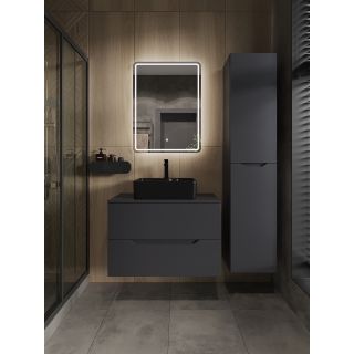 Тумба с раковиной Orange Лайн Li-80TugMDF+B01-475MB 80 см графит матовый/чёрный матовый