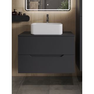 Тумба с раковиной Orange Лайн Li-80TugMDF+B02-460W 80 см графит матовый