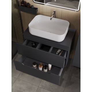 Тумба с раковиной Orange Лайн Li-80TugMDF+B03-600W 80 см графит матовый