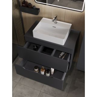 Тумба с раковиной Orange Лайн Li-80TugMDF+B04-500W  80 см графит матовый