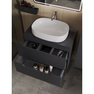 Тумба с раковиной Orange Лайн Li-80TugMDF+B04-600W 80 см графит матовый