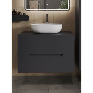 Тумба с раковиной Orange Лайн Li-80TugMDF+B05-480W 80 см графит матовый