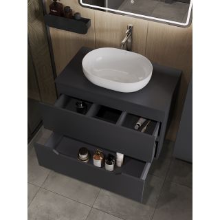 Тумба с раковиной Orange Лайн Li-80TugMDF+B05-480W 80 см графит матовый