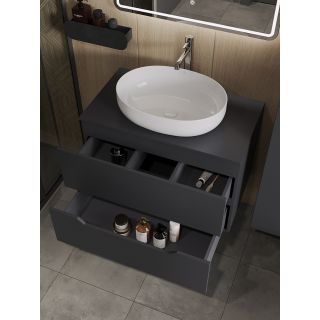 Тумба с раковиной Orange Лайн Li-80TugMDF+B05-520W 80 см графит матовый