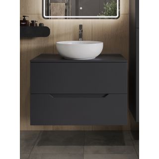 Тумба с раковиной Orange Лайн Li-80TugMDF+B07-420W 80 см графит матовый