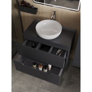 Тумба с раковиной Orange Лайн Li-80TugMDF+B07-420W 80 см графит матовый