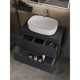 Тумба с раковиной Orange Лайн Li-80TugMDF+B07-540W 80 см графит матовый