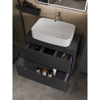 Тумба с раковиной Orange Лайн Li-80TugMDF+B07-600W 80 см графит матовый