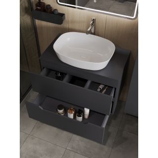 Тумба с раковиной Orange Лайн Li-80TugMDF+B08-500W 80 см графит матовый