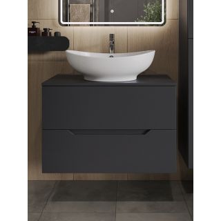 Тумба с раковиной Orange Лайн Li-80TugMDF+B08-585W 80 см графит матовый