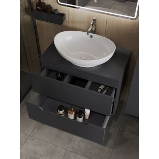 Тумба с раковиной Orange Лайн Li-80TugMDF+B08-585W 80 см графит матовый