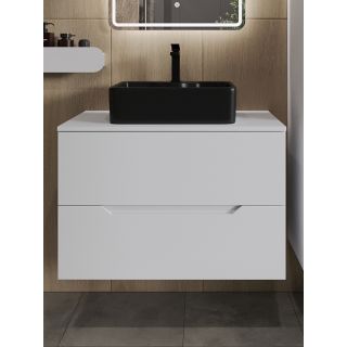 Тумба с раковиной Orange Лайн Li-80TuwMDF+B01-475MB 80 см белый матовый/чёрный матовый