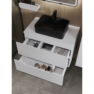 Тумба с раковиной Orange Лайн Li-80TuwMDF+B01-475MB 80 см белый матовый/чёрный матовый