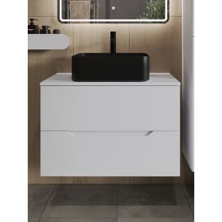 Тумба с раковиной Orange Лайн Li-80TuwMDF+B02-460MB 80 см белый матовый/чёрный матовый
