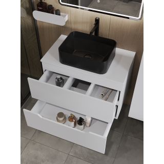 Тумба с раковиной Orange Лайн Li-80TuwMDF+B02-460MB 80 см белый матовый/чёрный матовый