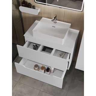 Тумба с раковиной Orange Лайн Li-80TuwMDF+B04-500W 80 см белый матовый