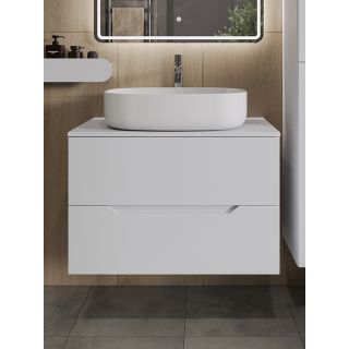 Тумба с раковиной Orange Лайн Li-80TuwMDF+B04-600W 80 см белый матовый