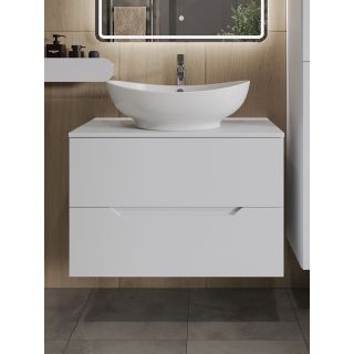 Тумба с раковиной Orange Лайн Li-80TuwMDF+B08-585W 80 см белый матовый