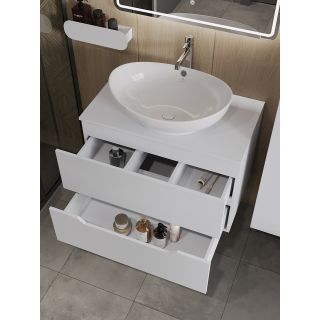 Тумба с раковиной Orange Лайн Li-80TuwMDF+B08-585W 80 см белый матовый