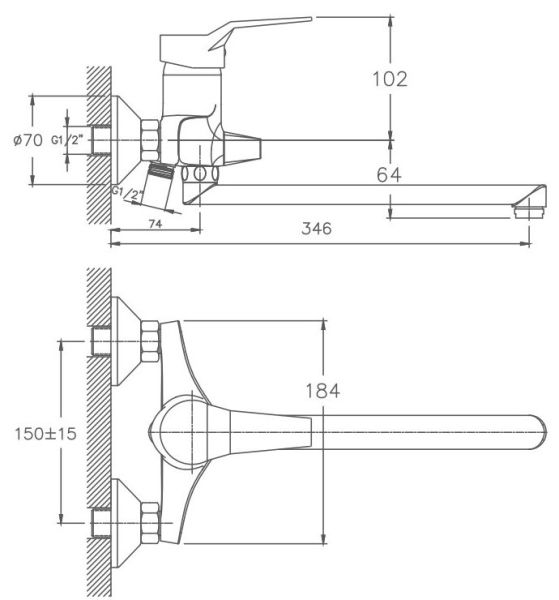 Смеситель для ванны Haiba HB2263 хром