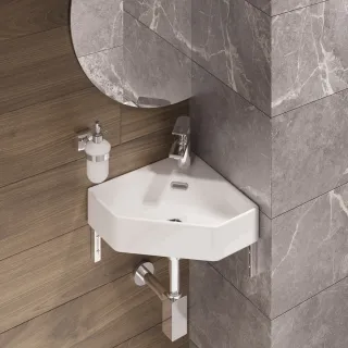 Раковина угловая Sanita Luxe Лайн WB.CR/Line/35-C/WHT.G/S1 49 см белый