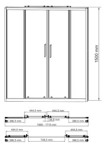 WasserKraft Lippe 45S02-170 Стеклянная шторка на ванну 170x150 см