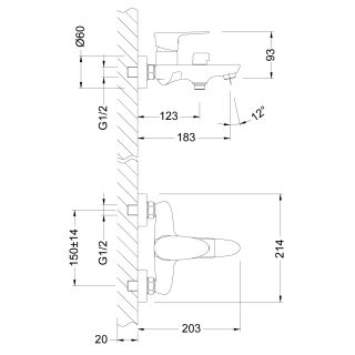 Смеситель для ванны Lemark Неро LM0214C хром