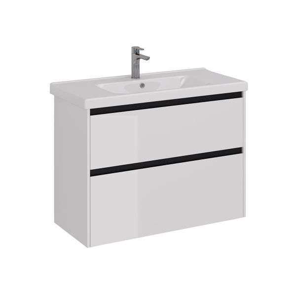Тумба под раковину Lemark Combi LM03C100T-black 100 см белый глянец черный