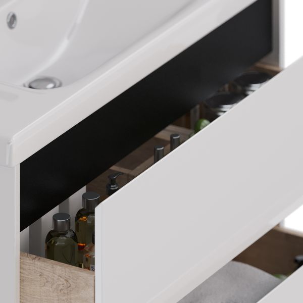 Тумба под раковину Lemark Combi LM03C100T-black 100 см белый глянец черный