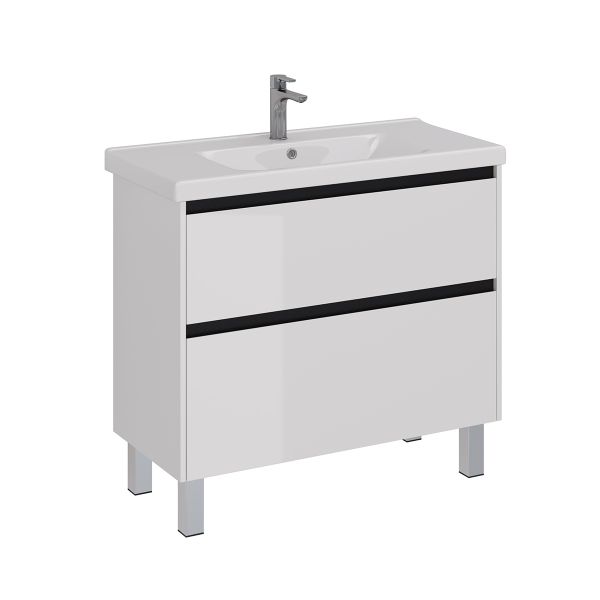 Тумба под раковину Lemark Combi LM03C100T-black 100 см белый глянец черный