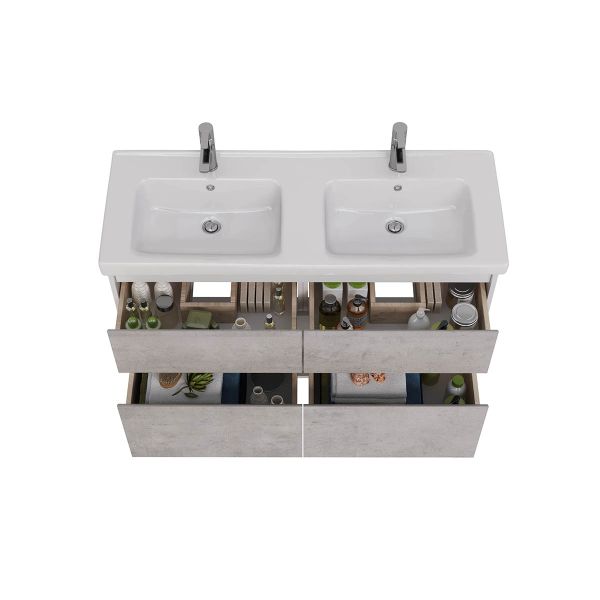 Тумба под раковину Lemark Combi LM03C125T-Beton 120 см белый глянец