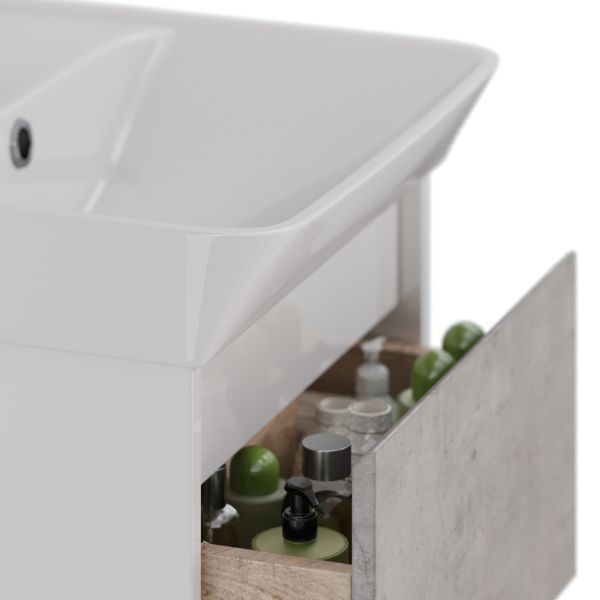Тумба под раковину Lemark Combi LM03C45T-Beton 45 см белый глянец