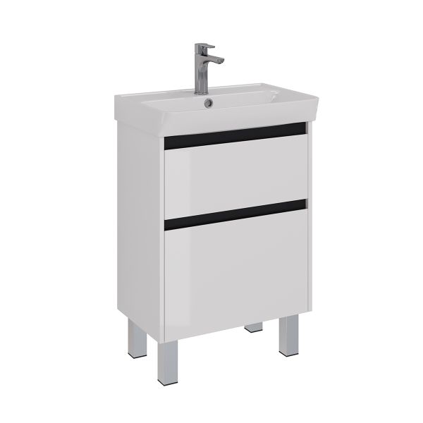Тумба под раковину Lemark Combi LM03C60T-black 60 см белый глянец черный